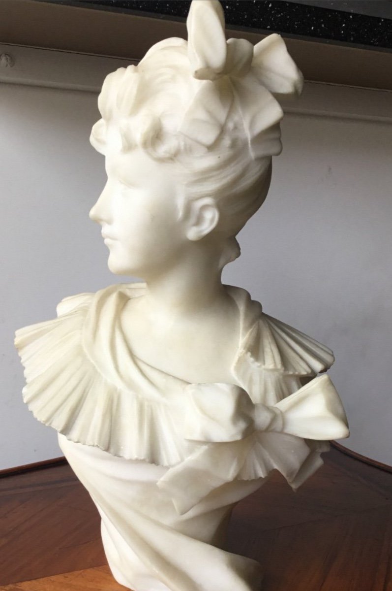 Bust Of A Woman With A Bun. Marble Print Signed H Allouard 