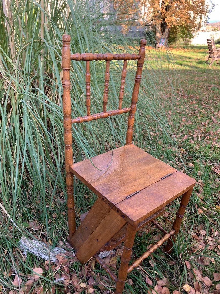 Chaise Escabeau En Bois Façon Bambou -photo-2