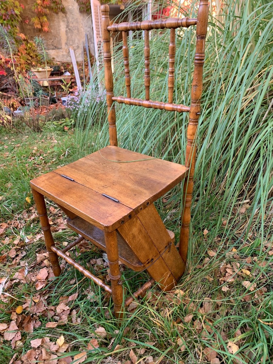 Chaise Escabeau En Bois Façon Bambou -photo-3