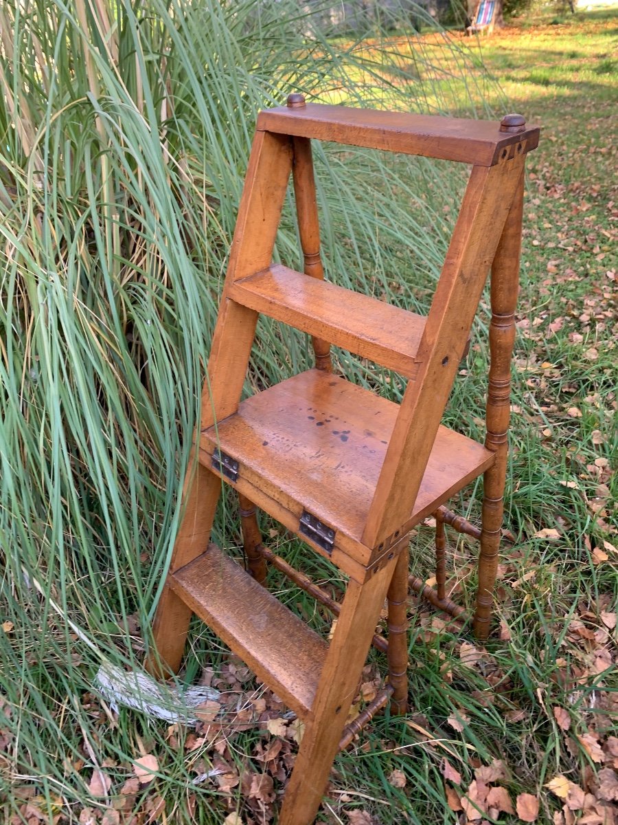 Chaise Escabeau En Bois Façon Bambou -photo-4