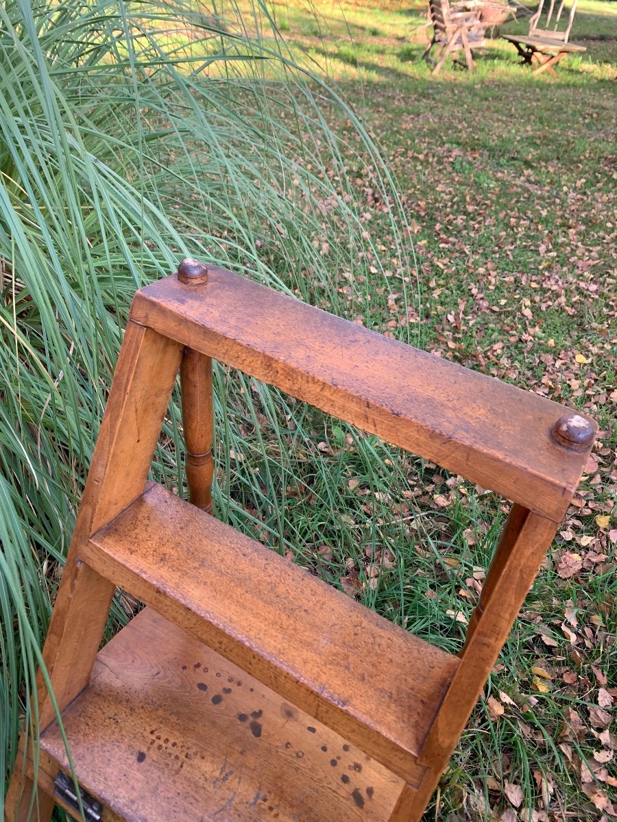 Chaise Escabeau En Bois Façon Bambou -photo-1