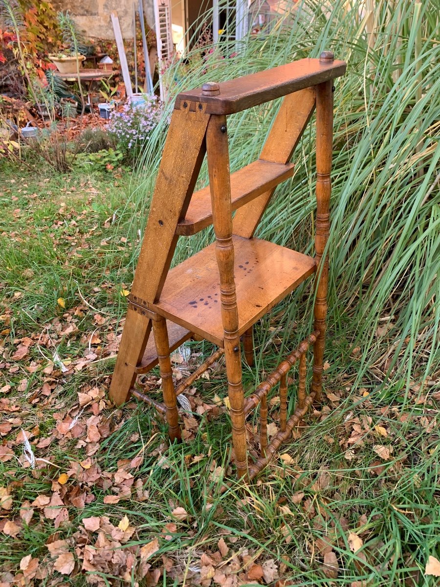 Chaise Escabeau En Bois Façon Bambou -photo-3