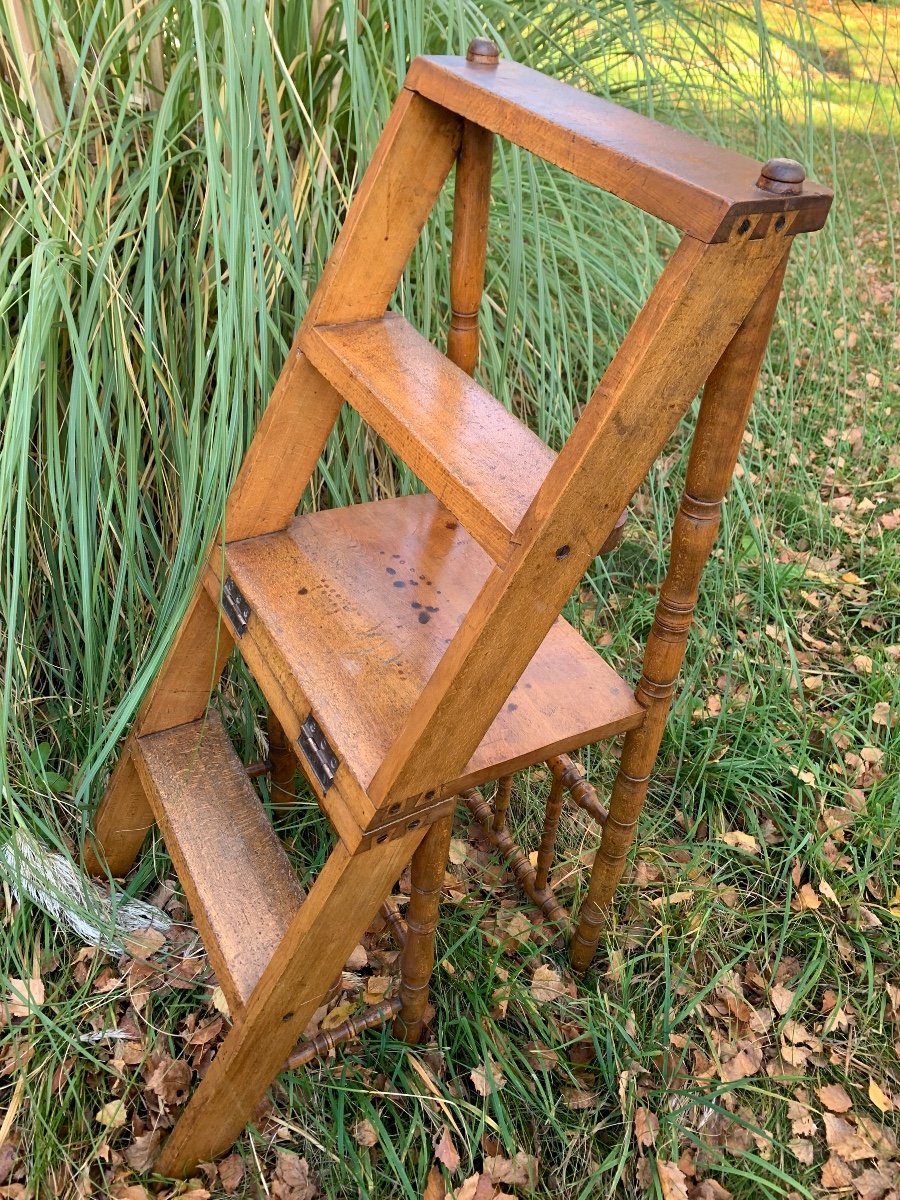 Chaise Escabeau En Bois Façon Bambou -photo-5