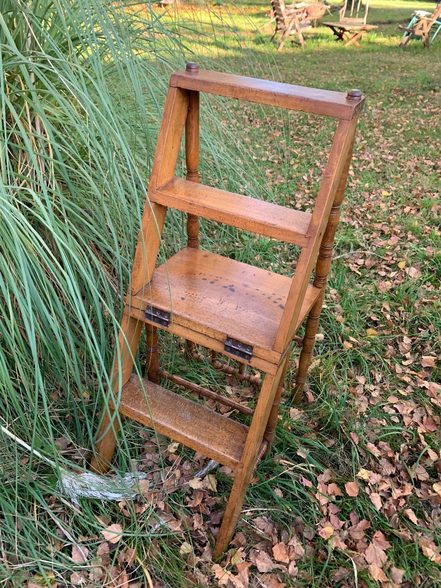 Chaise Escabeau En Bois Façon Bambou -photo-6