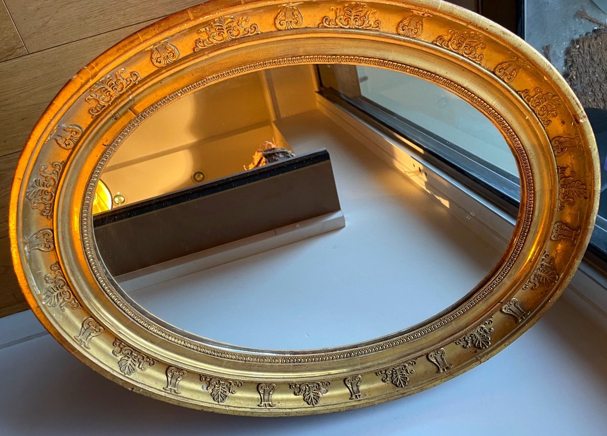 Empire Mirror With Palmettes In Gilded Wood-photo-3