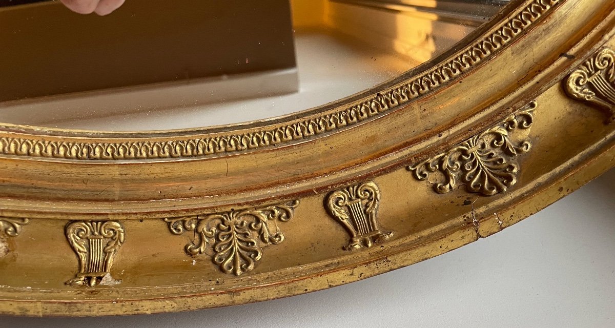 Empire Mirror With Palmettes In Gilded Wood-photo-4