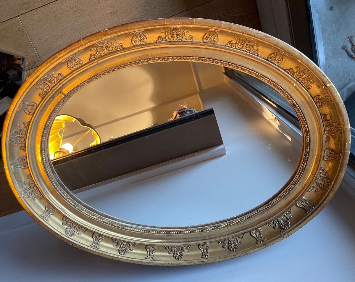 Empire Mirror With Palmettes In Gilded Wood-photo-2