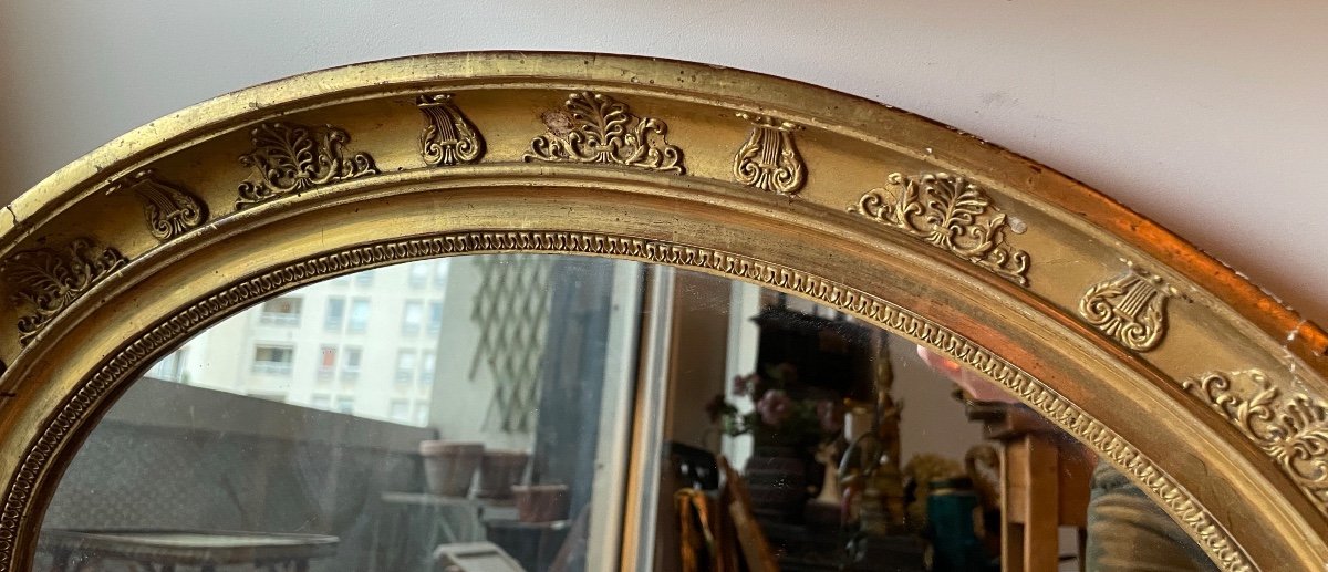 Empire Mirror With Palmettes In Gilded Wood-photo-6