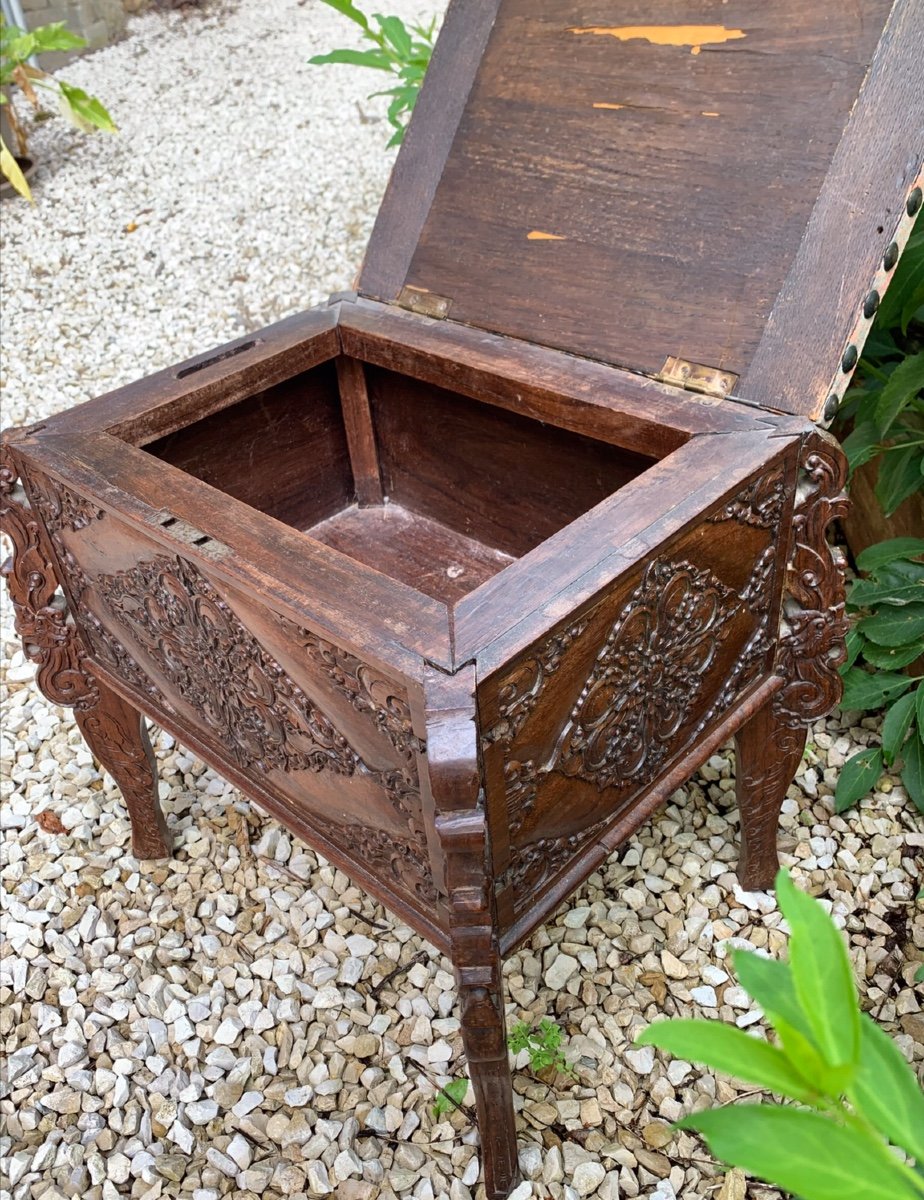 Petit Tabouret Coffre , XIXème -photo-7