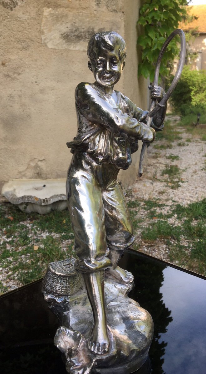 The Little Fisherman Subject In Silver Spelter, 19th Century -photo-3