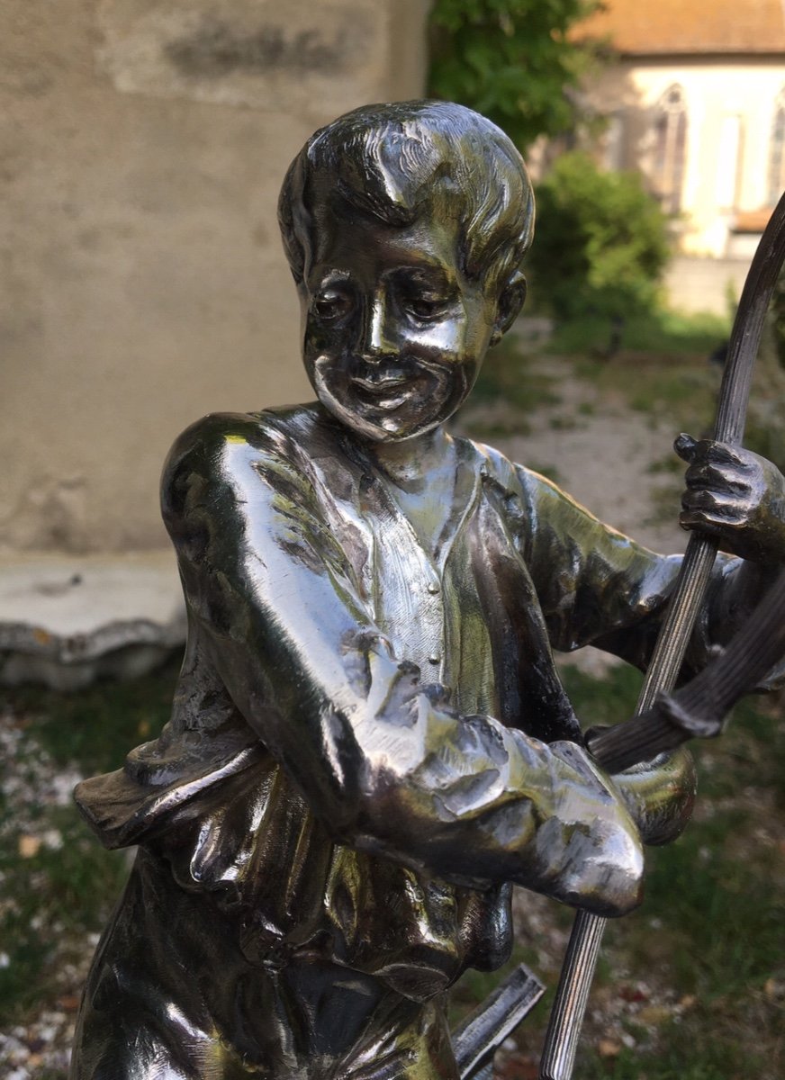 The Little Fisherman Subject In Silver Spelter, 19th Century -photo-1