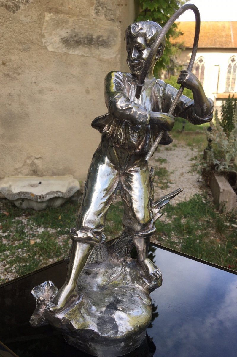 The Little Fisherman Subject In Silver Spelter, 19th Century -photo-2