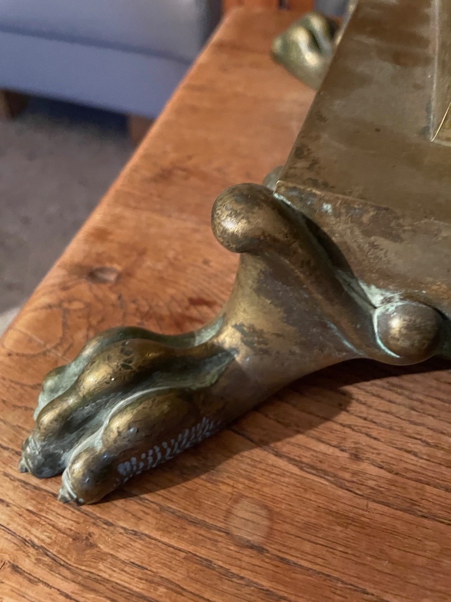 Imposing Gilded Bronze Base With Lions Claws -photo-2