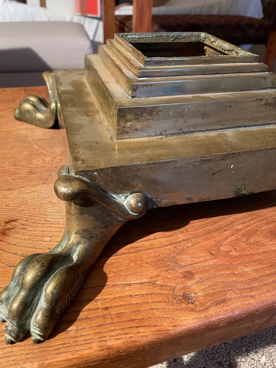 Imposing Gilded Bronze Base With Lions Claws -photo-3