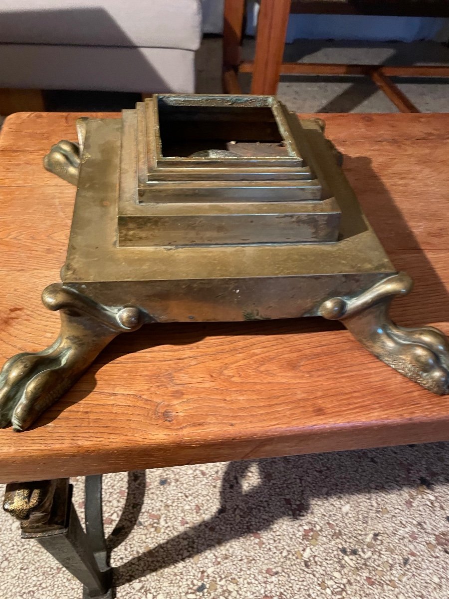 Imposing Gilded Bronze Base With Lions Claws -photo-4