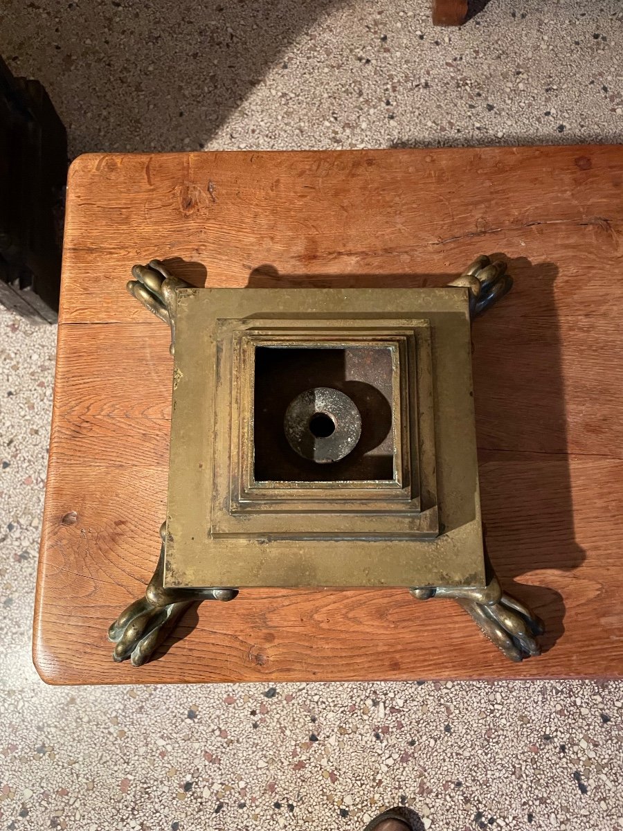 Imposing Gilded Bronze Base With Lions Claws -photo-5