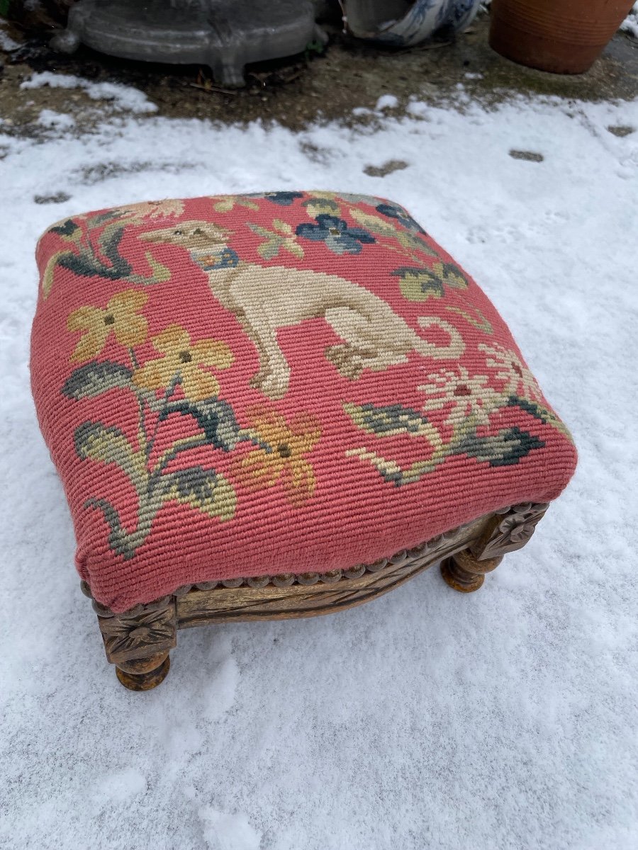 Greyhound Gilded Wood Footrest -photo-3