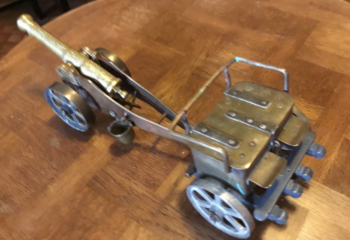 Miniature Cannon In Brass And Bronze From The 19th Century-photo-2