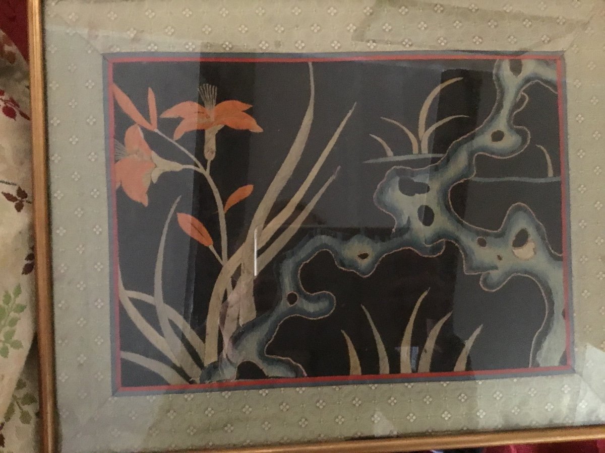 Chinese Embroidery On Silk With Art Nouveau Decor -photo-2