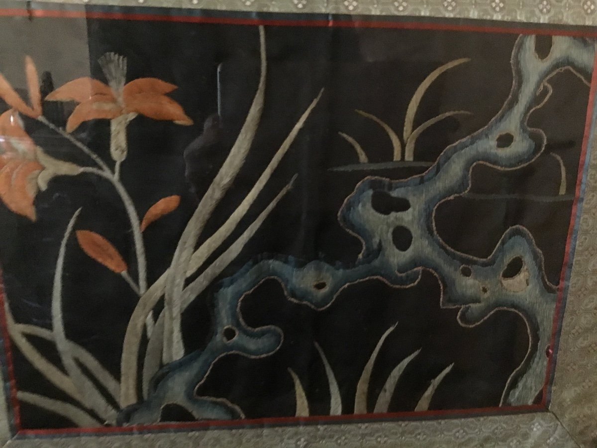 Chinese Embroidery On Silk With Art Nouveau Decor -photo-4