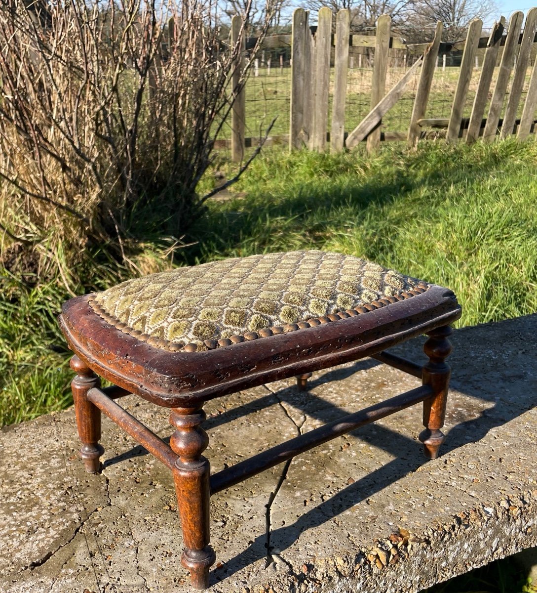 Antique Natural Wood Foot Stool -photo-4