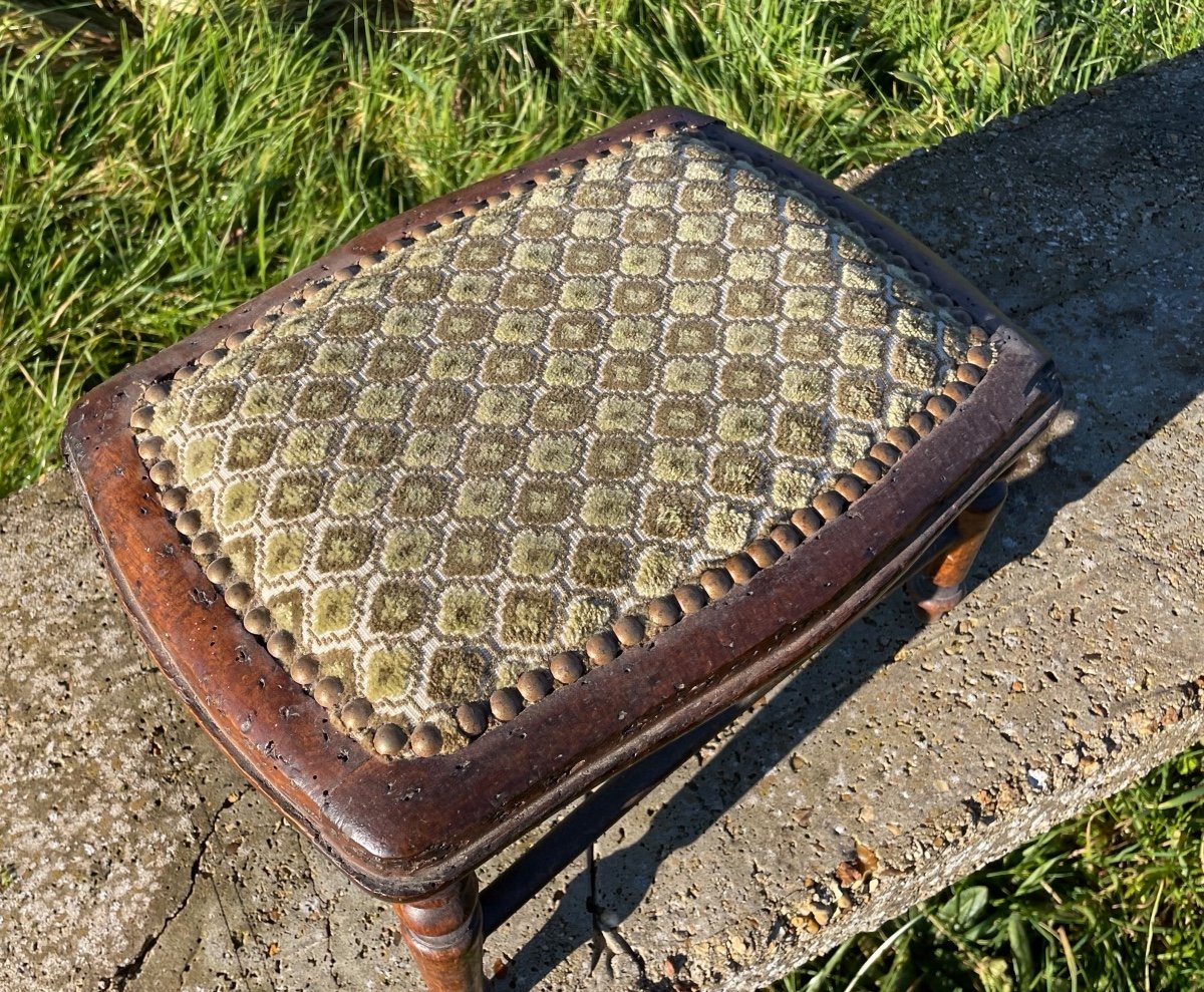 Antique Natural Wood Foot Stool -photo-6