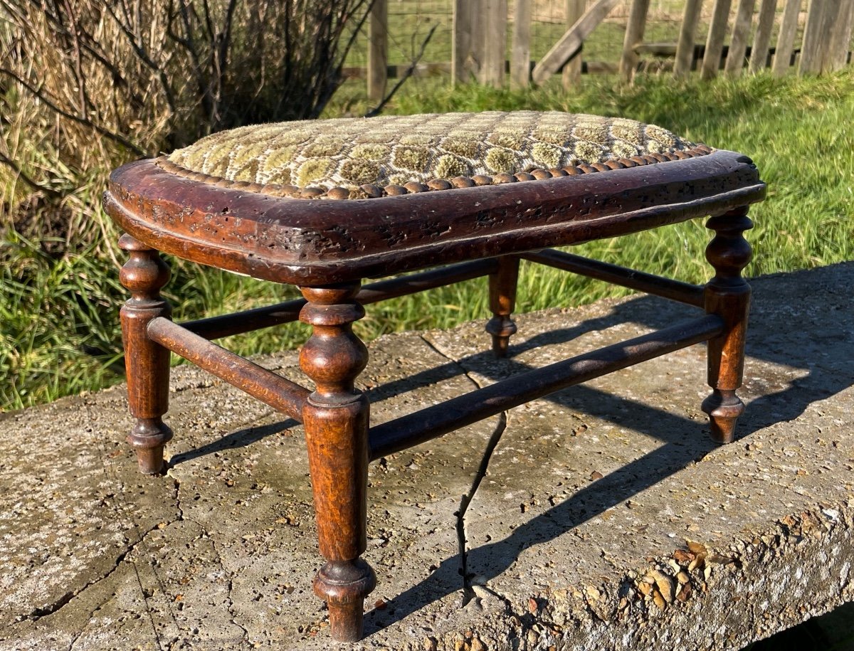 Antique Natural Wood Foot Stool 