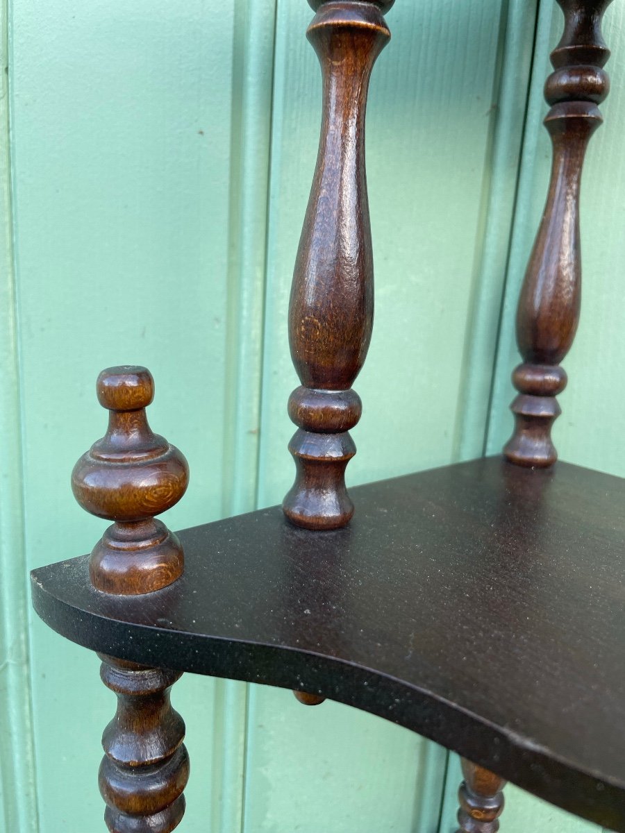 Small Corner Shelf In Turned Wood-photo-3