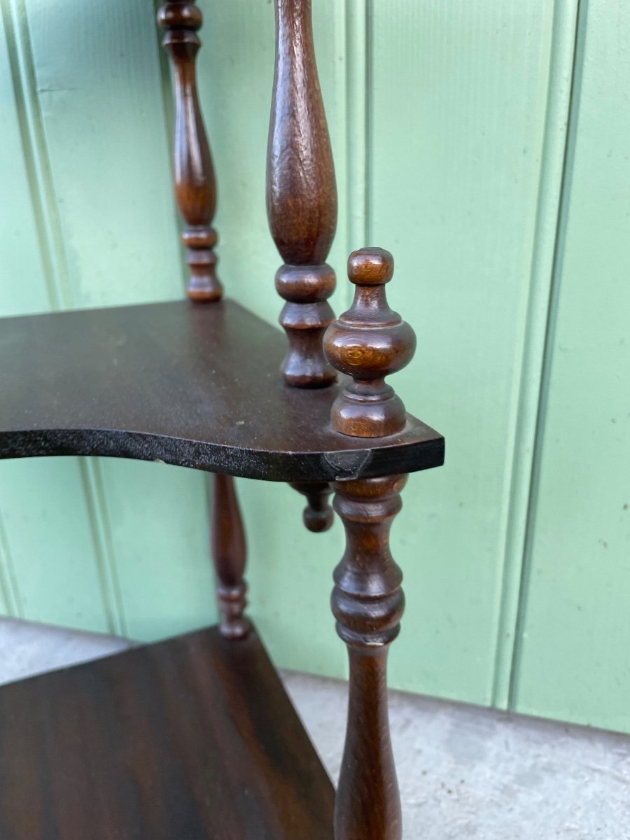 Small Corner Shelf In Turned Wood-photo-2