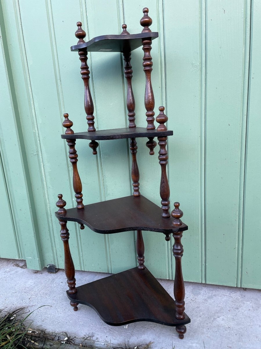 Small Corner Shelf In Turned Wood-photo-3