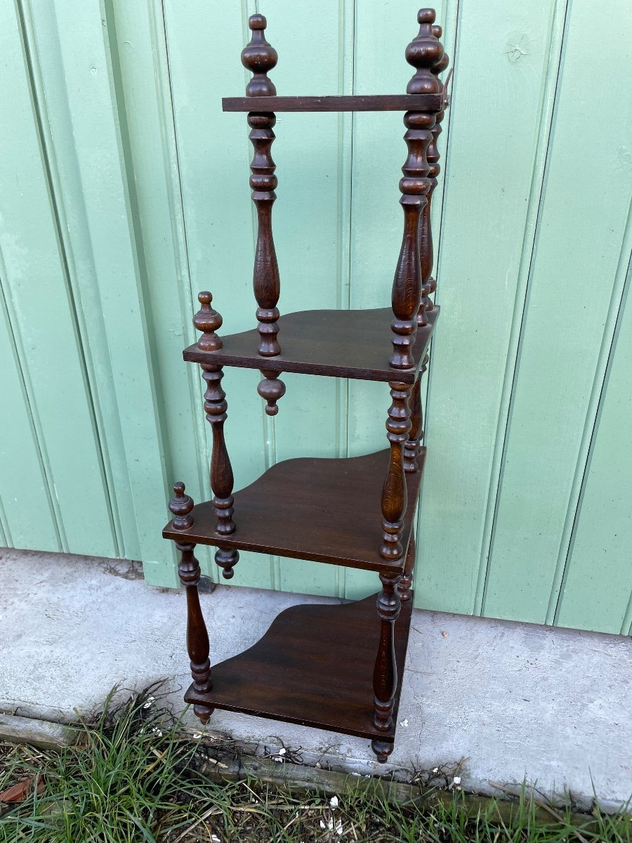 Small Corner Shelf In Turned Wood-photo-4