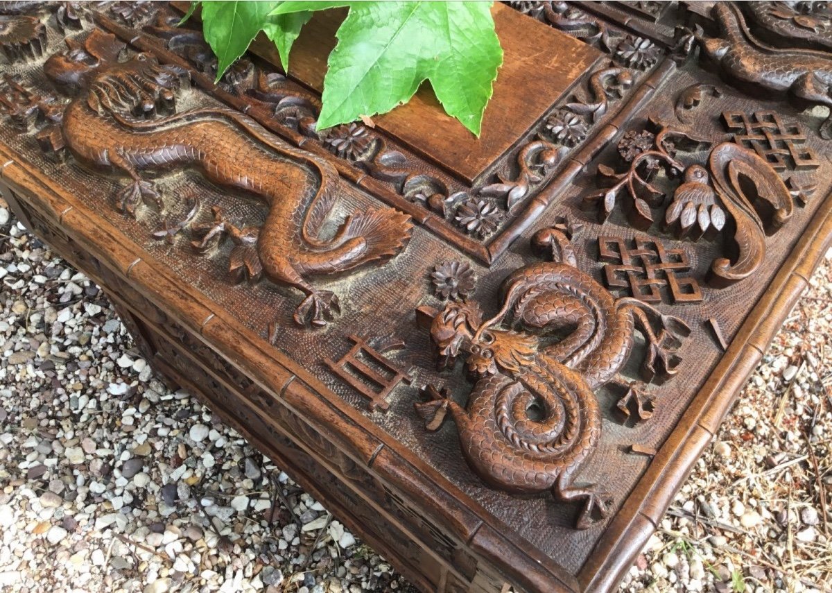 Small System Table Carved On All Sides, Indochina, Circa 1900-photo-4