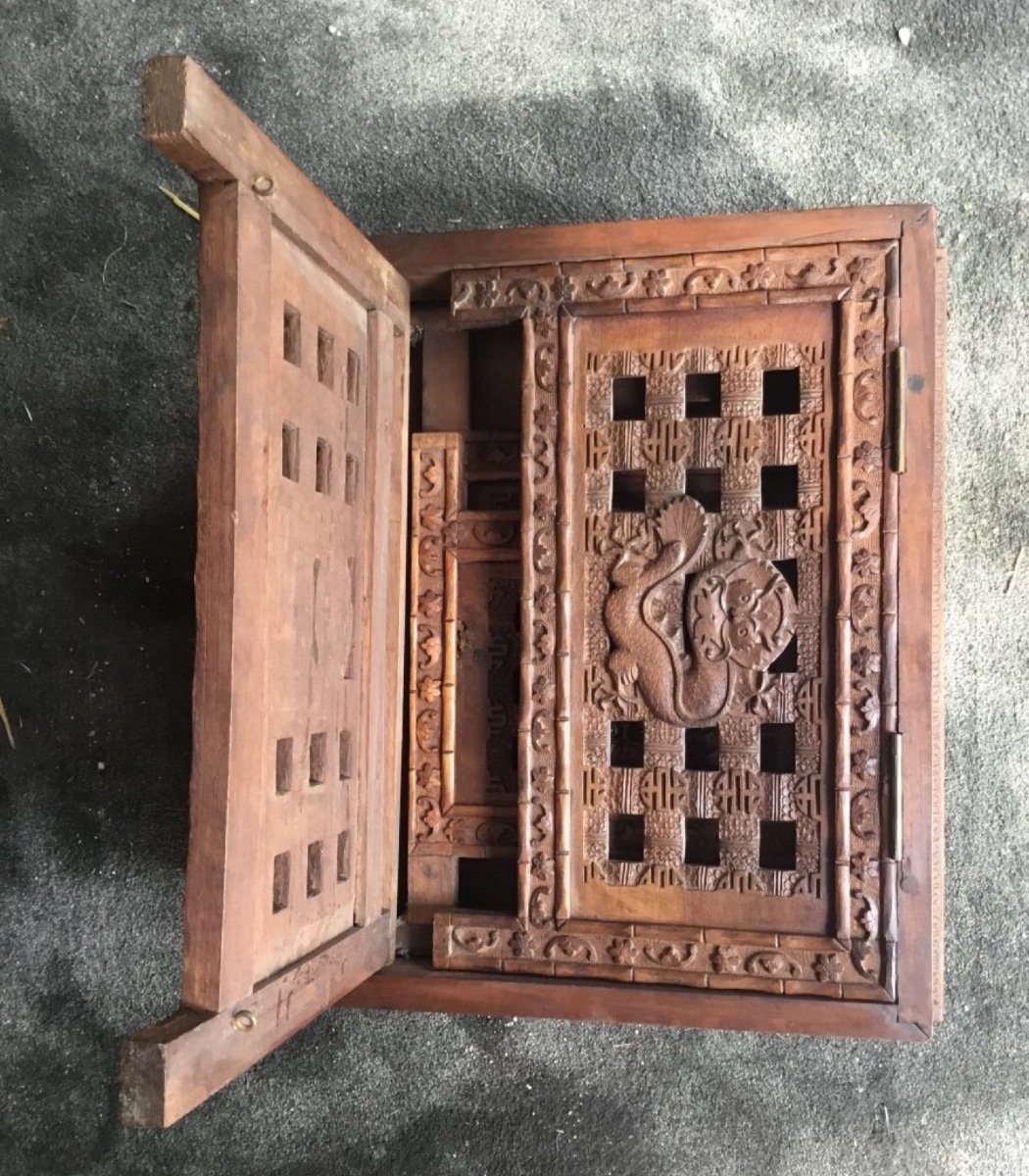 Small System Table Carved On All Sides, Indochina, Circa 1900-photo-4