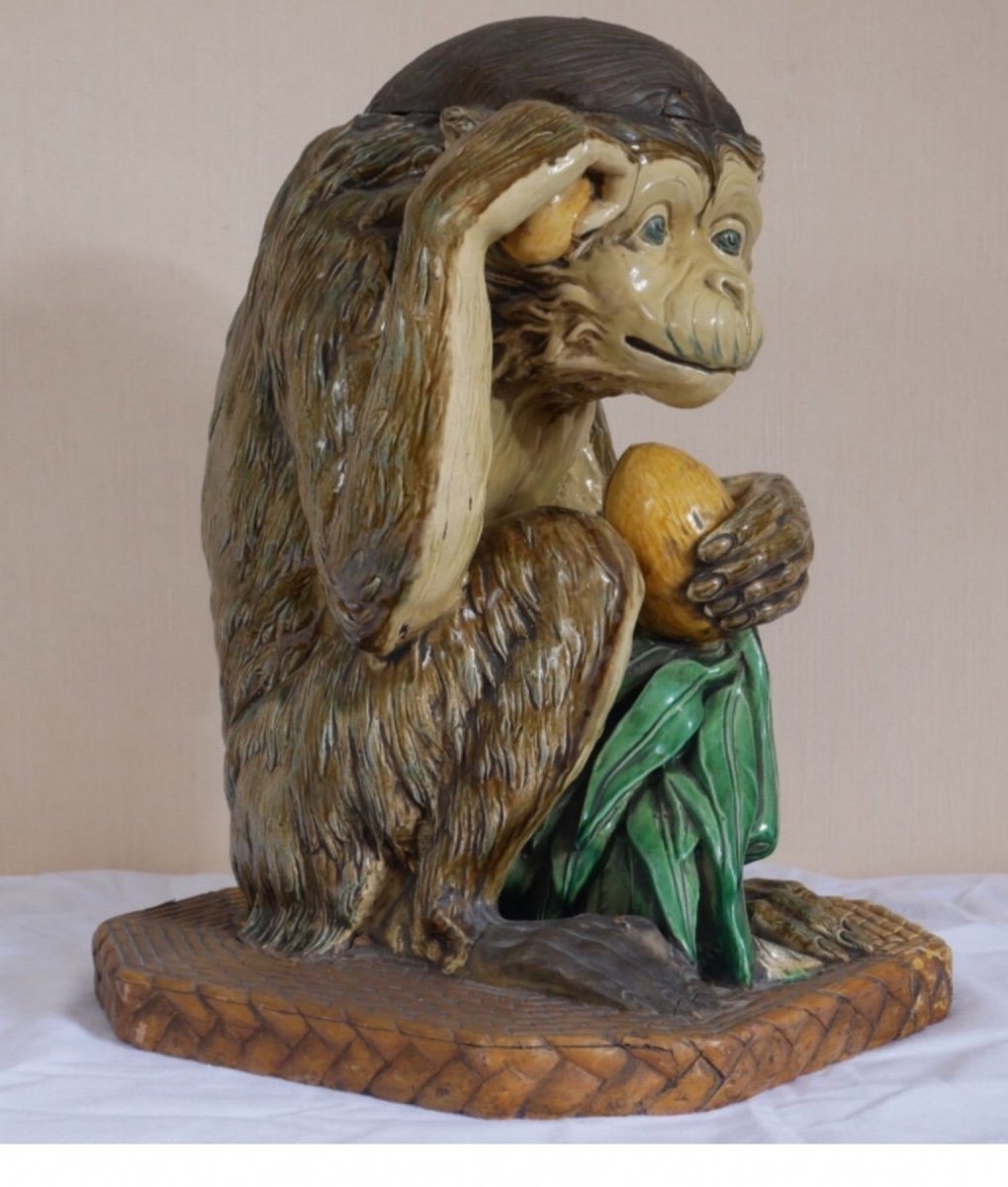 Rare Minton Majolica, Coconut Monkey-photo-2