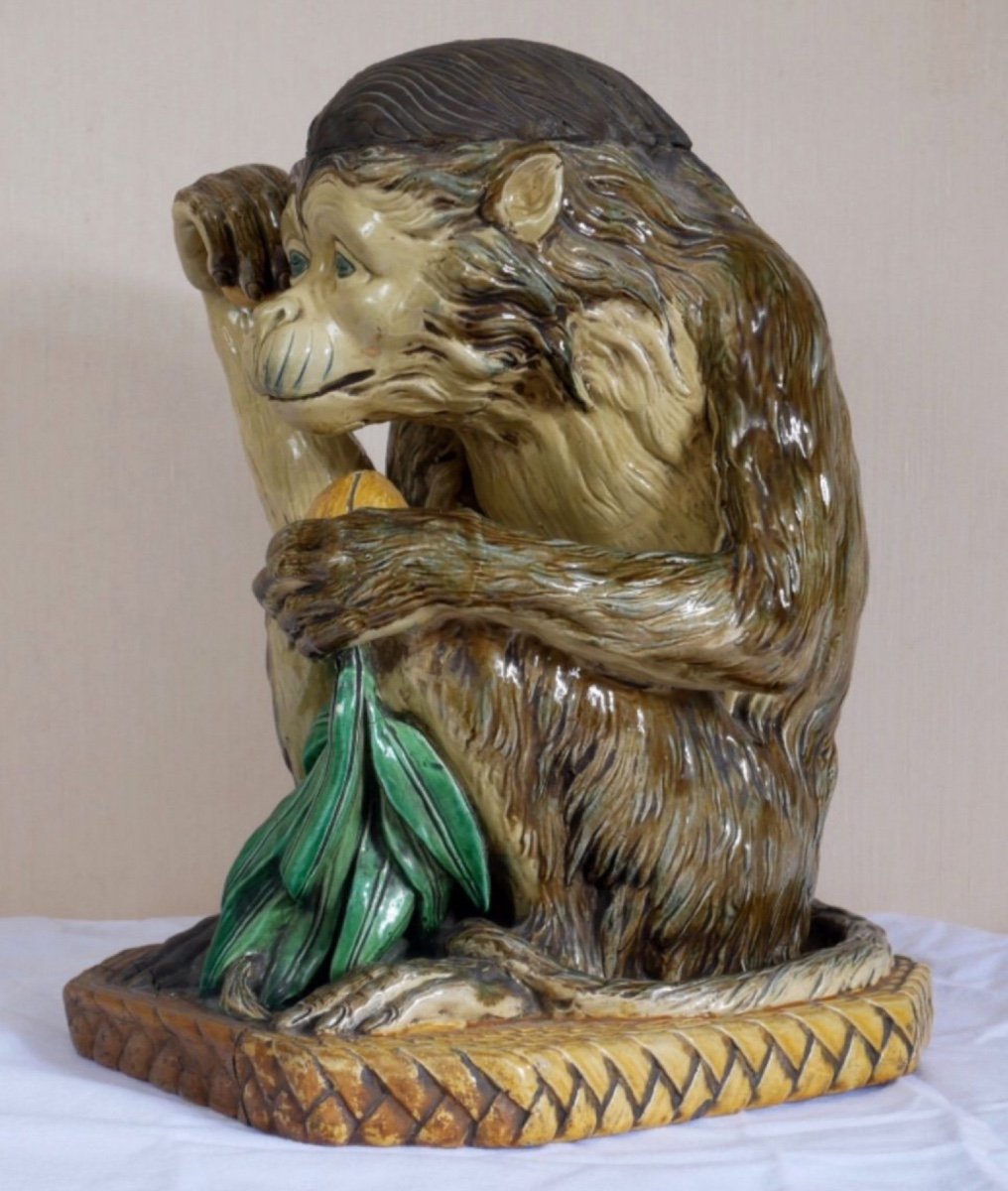 Rare Minton Majolica, Coconut Monkey-photo-1