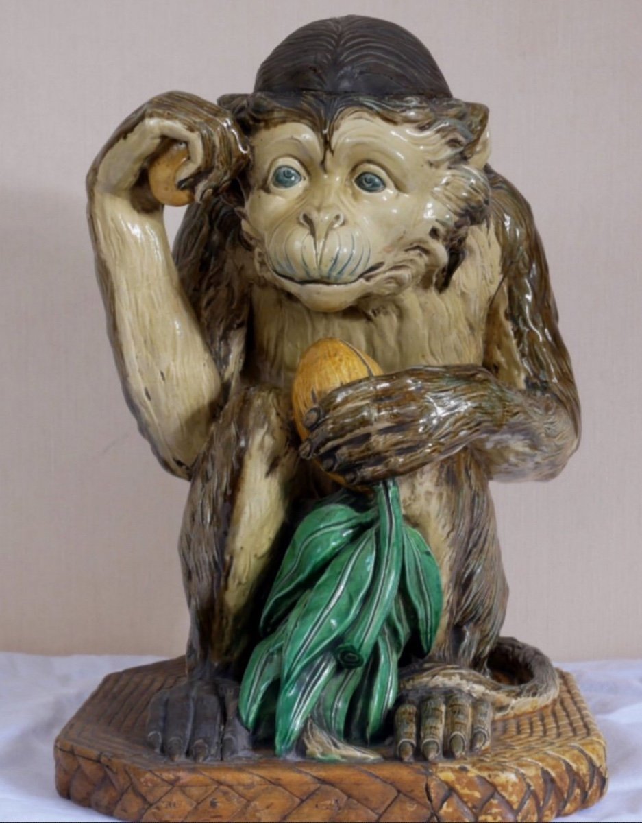 Rare Minton Majolica, Coconut Monkey