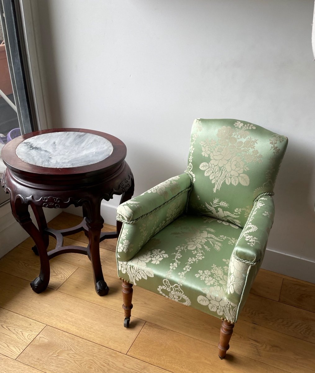 Fauteuil D’enfant Recouvert De Soirie , Epoque Napoléon III -photo-2