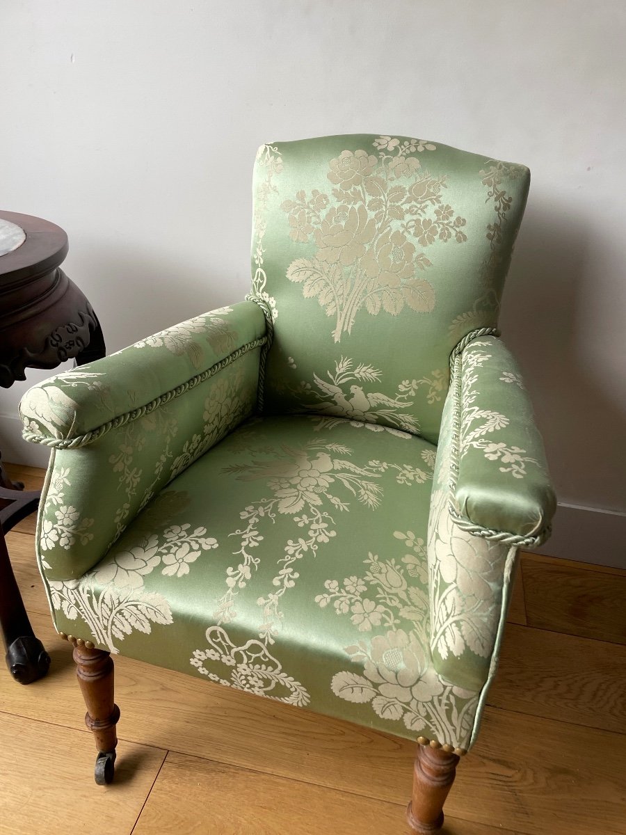 Fauteuil D’enfant Recouvert De Soirie , Epoque Napoléon III -photo-4