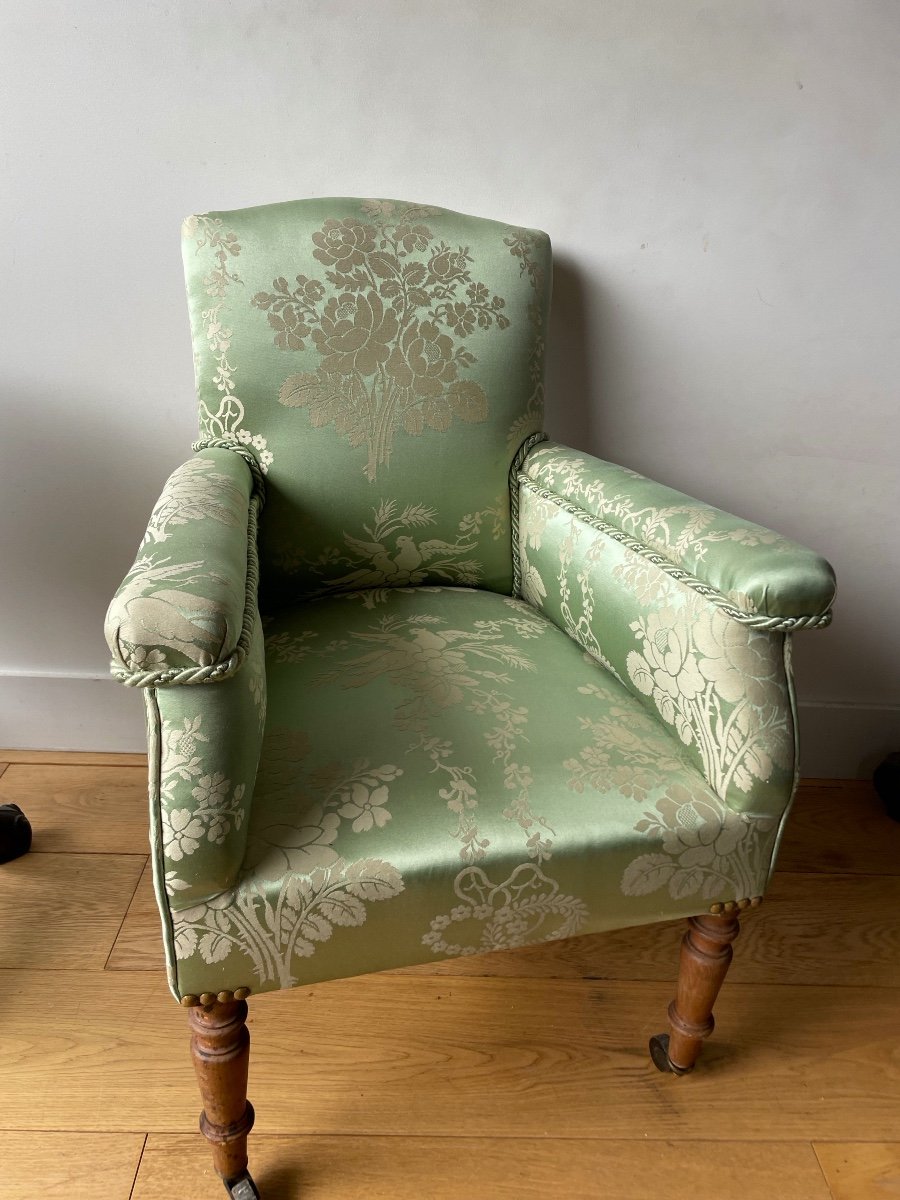 Fauteuil D’enfant Recouvert De Soirie , Epoque Napoléon III -photo-2