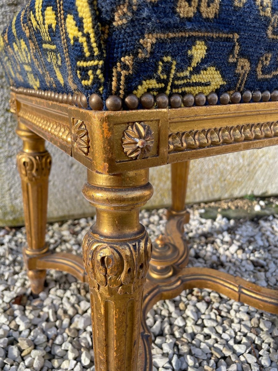 Gilded Wood Stool With Fleur-de-lis, Napoleon III-photo-2