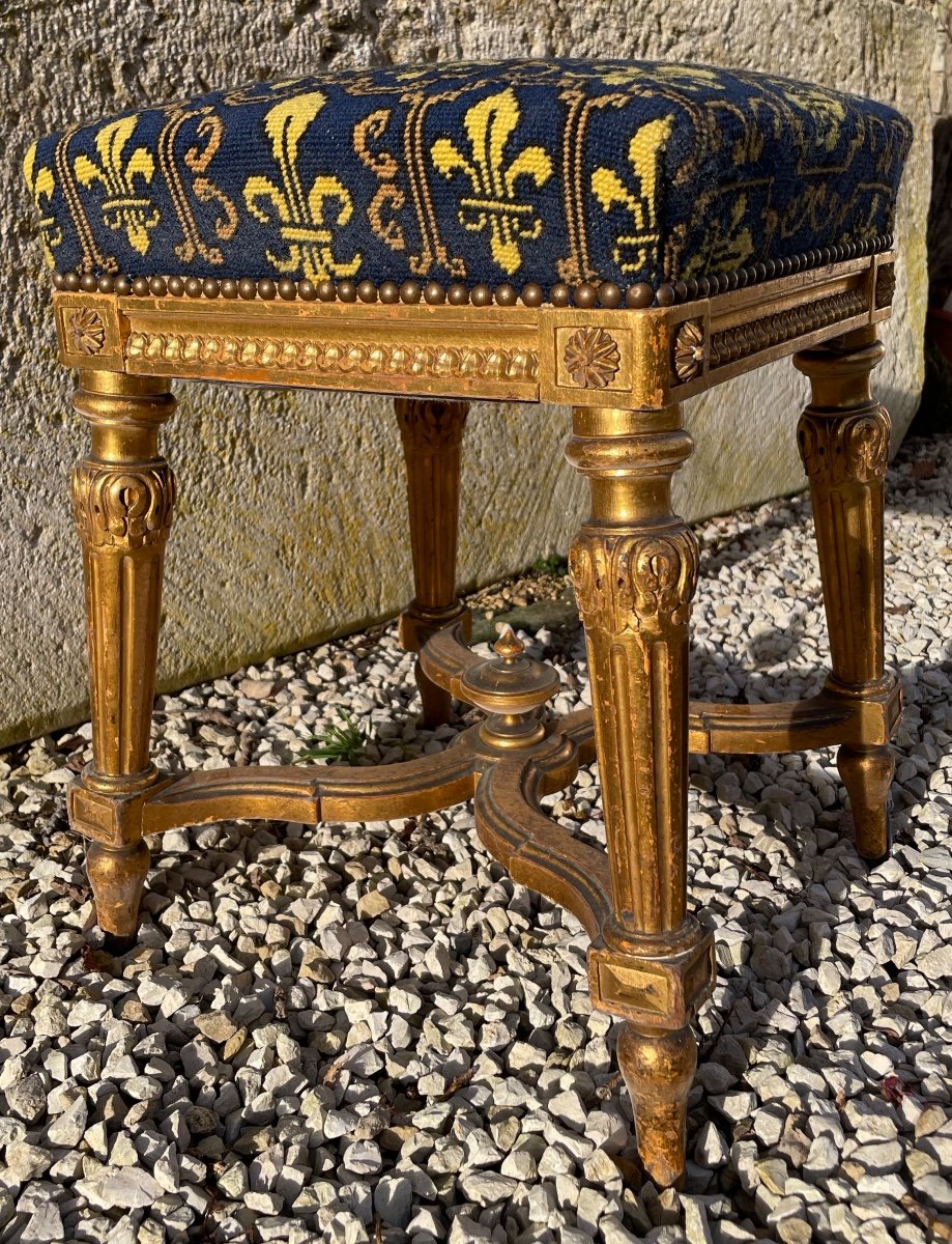 Gilded Wood Stool With Fleur-de-lis, Napoleon III-photo-7