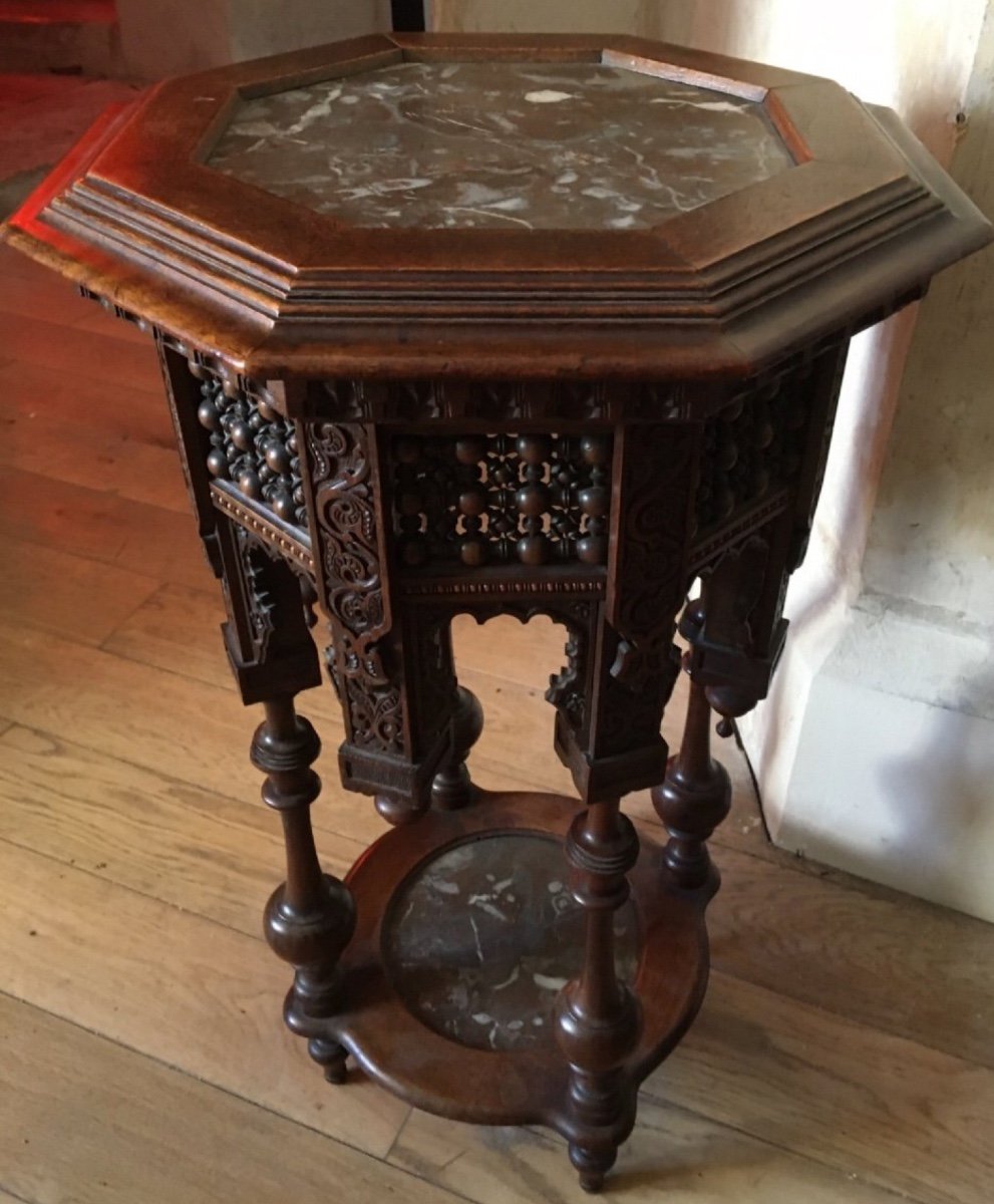 Pedestal Table, Orientalist Side Table, 19th Century-photo-2