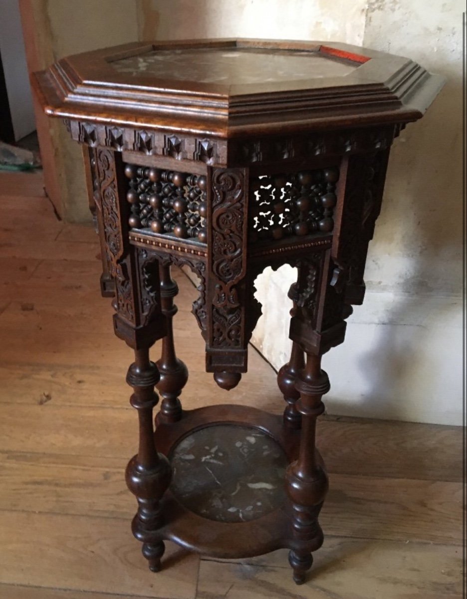 Pedestal Table, Orientalist Side Table, 19th Century-photo-3