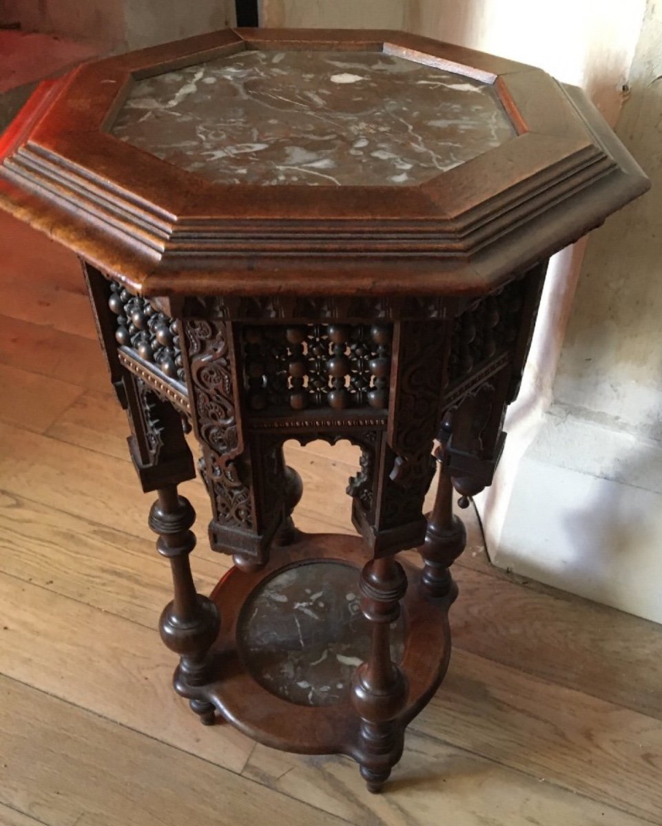 Pedestal Table, Orientalist Side Table, 19th Century-photo-4