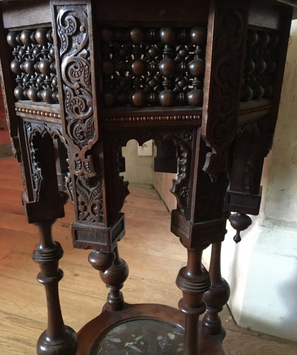 Pedestal Table, Orientalist Side Table, 19th Century-photo-2