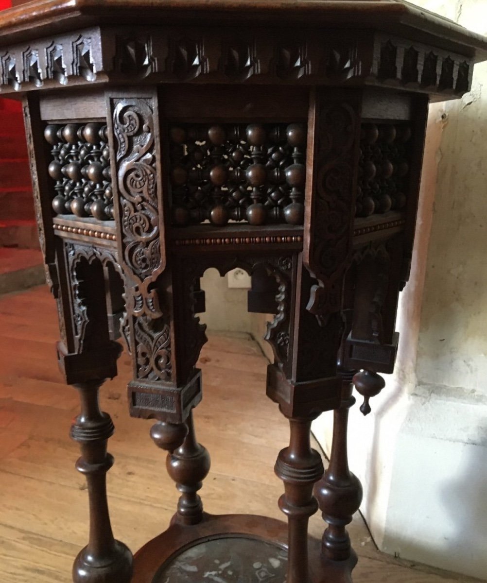 Pedestal Table, Orientalist Side Table, 19th Century-photo-3