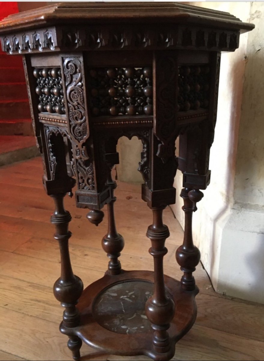 Pedestal Table, Orientalist Side Table, 19th Century-photo-4