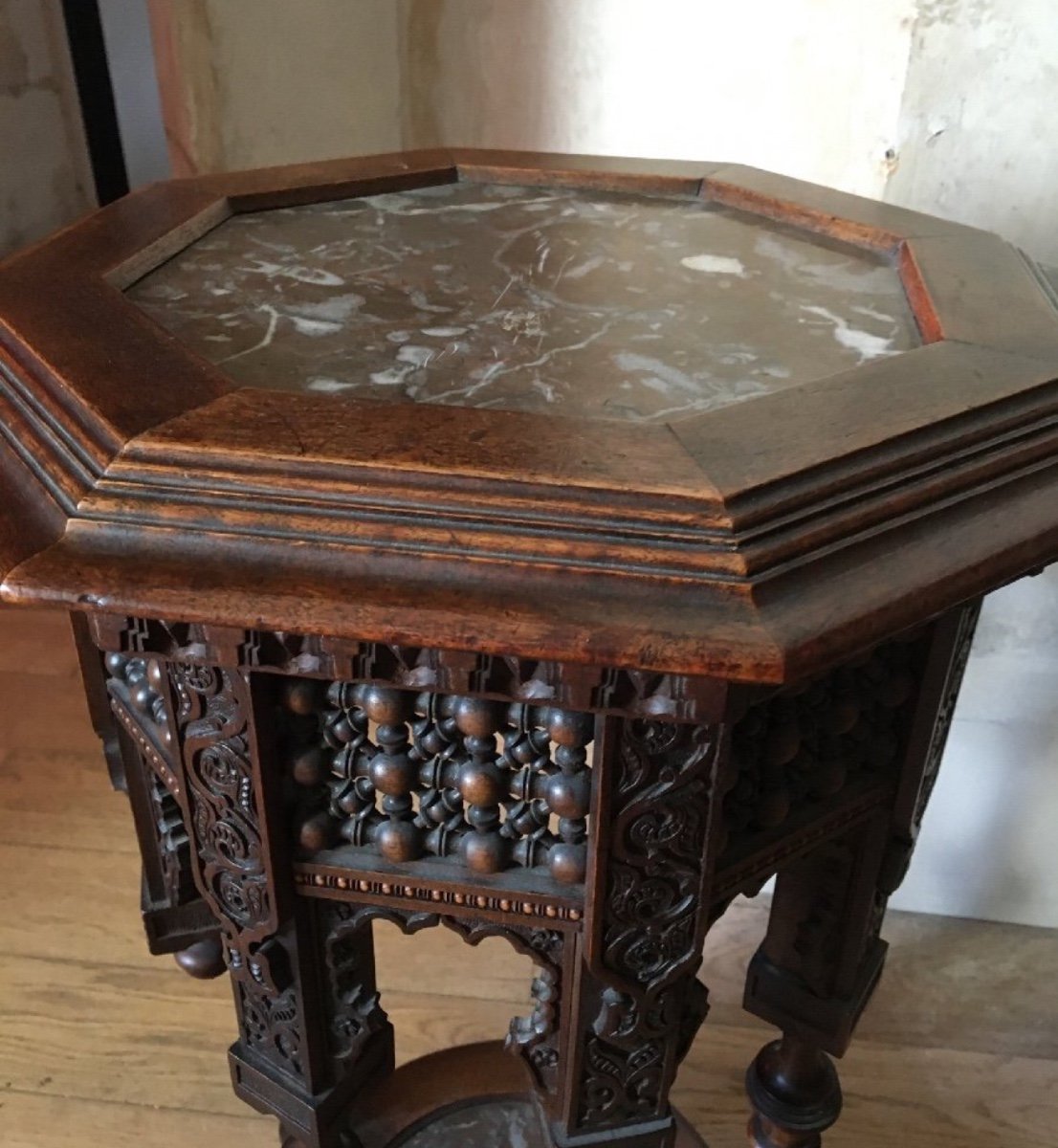 Pedestal Table, Orientalist Side Table, 19th Century-photo-7