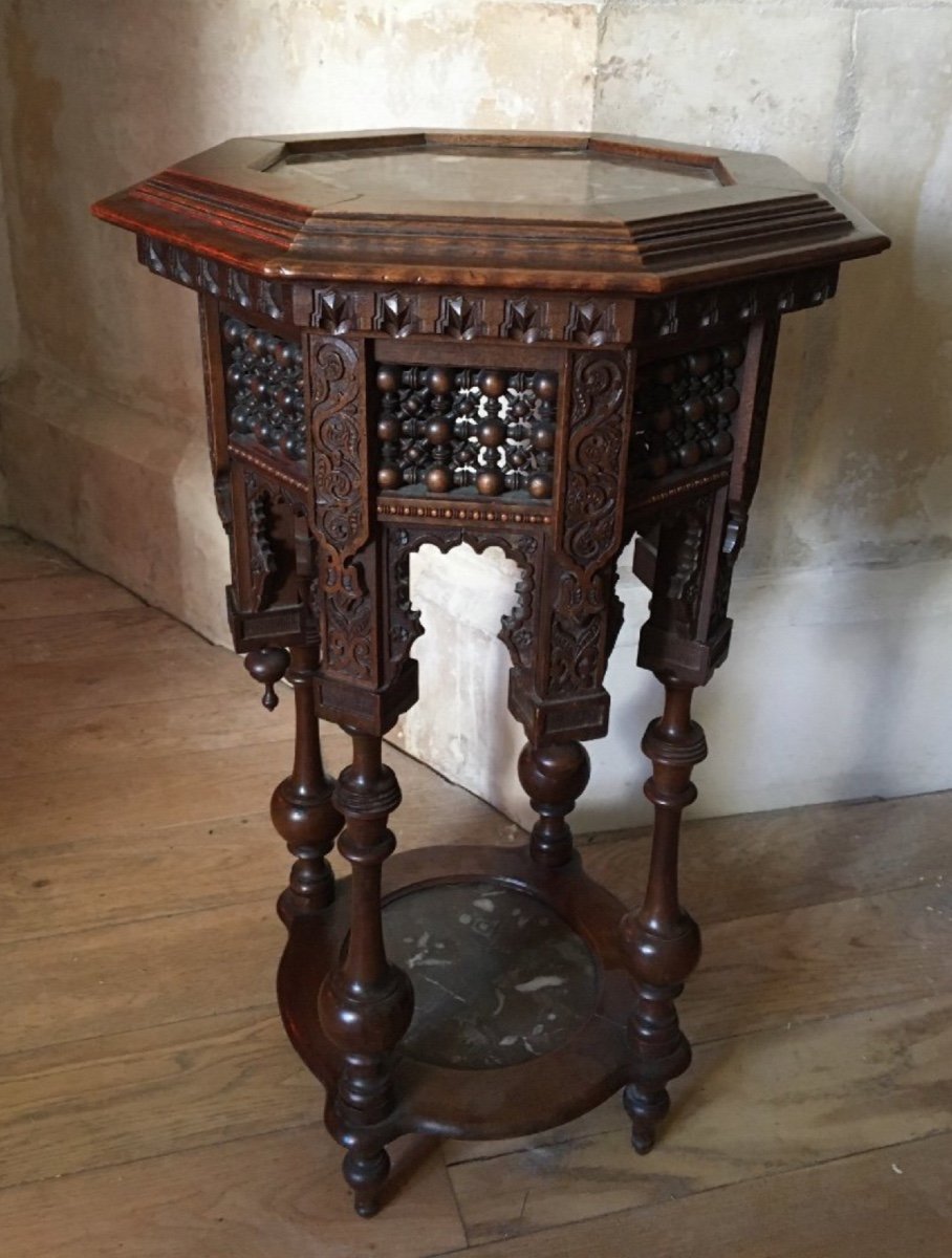 Pedestal Table, Orientalist Side Table, 19th Century