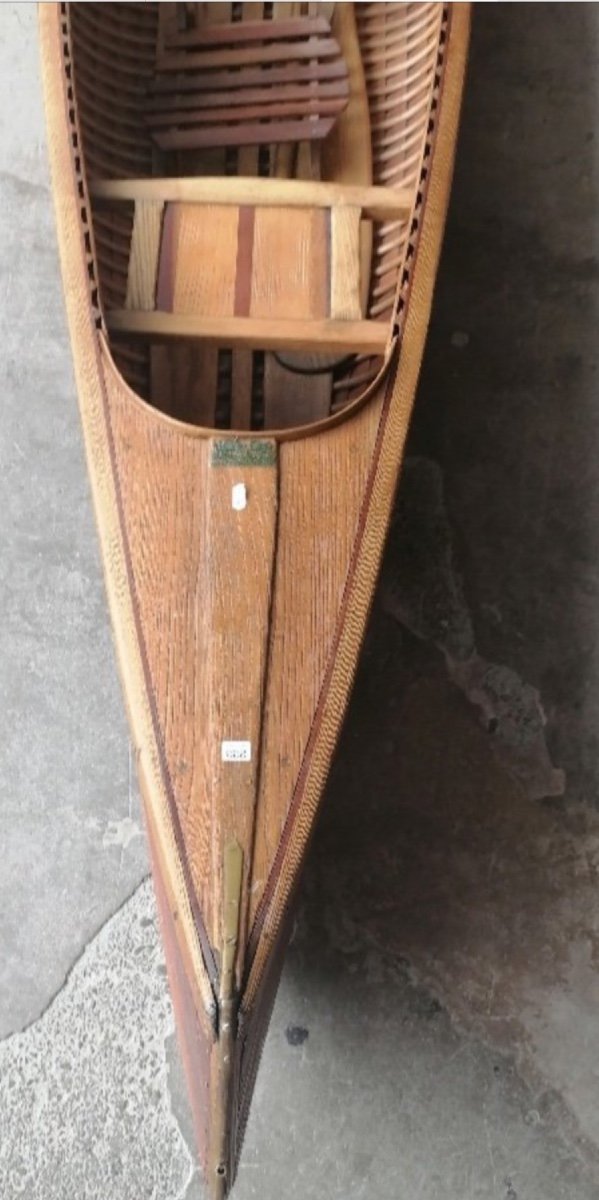 Canoe Ancien A Fond Plat En Acajou Fabrication Annees 1920/1930-photo-3